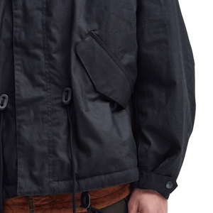 Barbour Short Waxed Wind Parka In Black