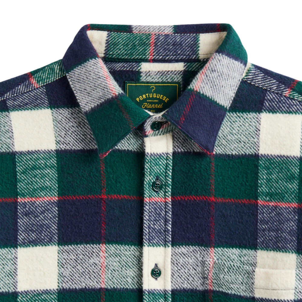 Portuguese Flannel Bottle Shirt in Navy