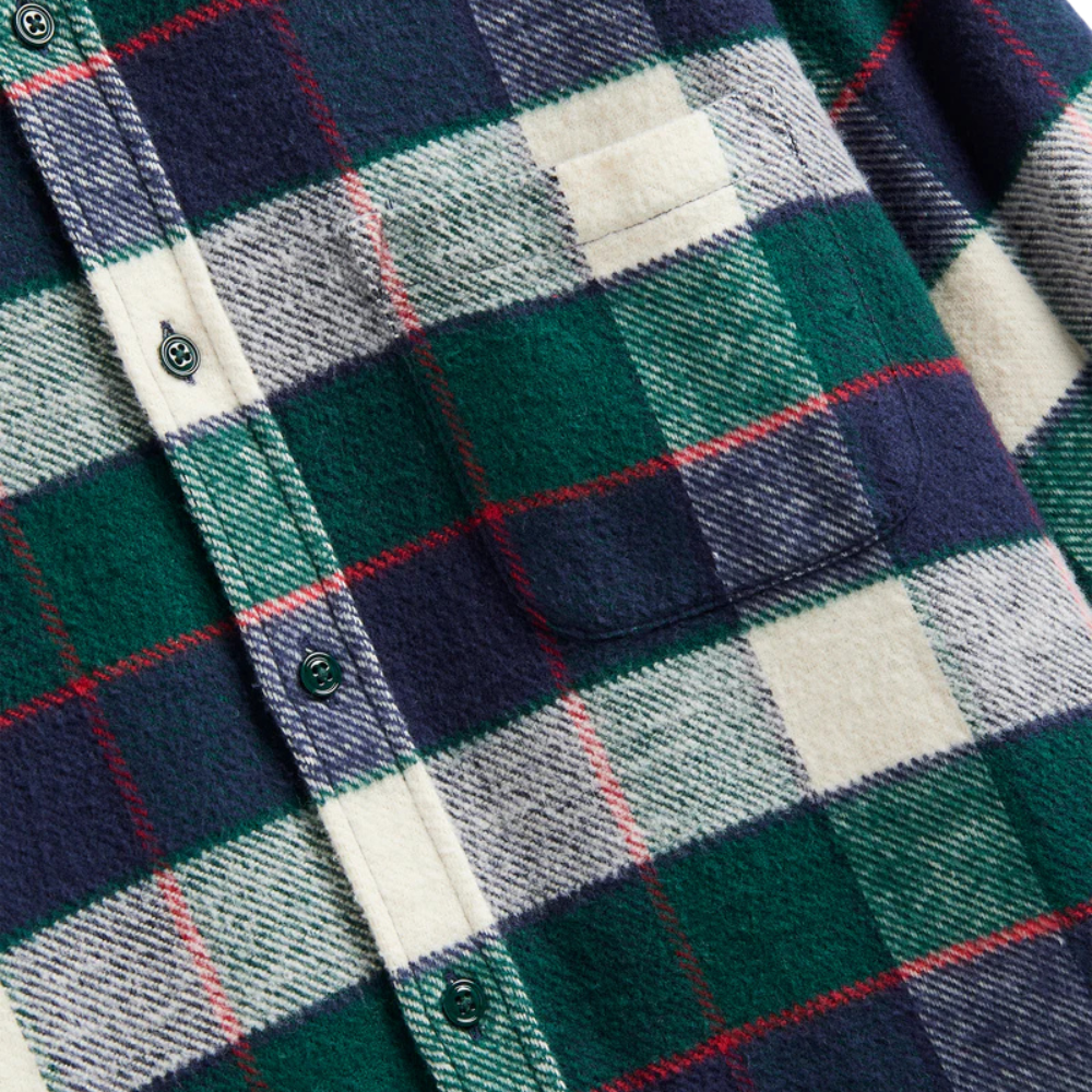 Portuguese Flannel Bottle Shirt in Navy