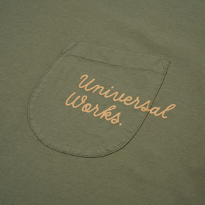 Universal Works Print Pocket T-Shirt in Olive