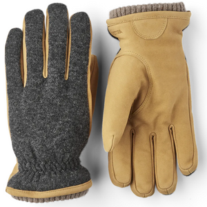Hestra Noah Gloves in Charcoal and Tan
