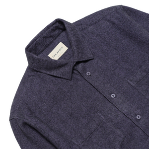 Far Afield Classic Two Pocket Shirt in Silver Blue Brushed Herringbone Cotton