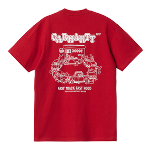 Carhartt WIP S/S Fast Food T-Shirt in Samba and White