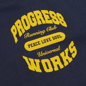 Universal Works x Progress Running Club T-Shirt in Navy