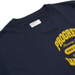 Universal Works x Progress Running Club T-Shirt in Navy