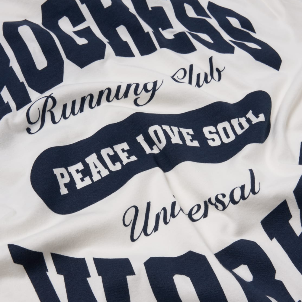 Universal Works x Progress Running Club T-Shirt in Ecru