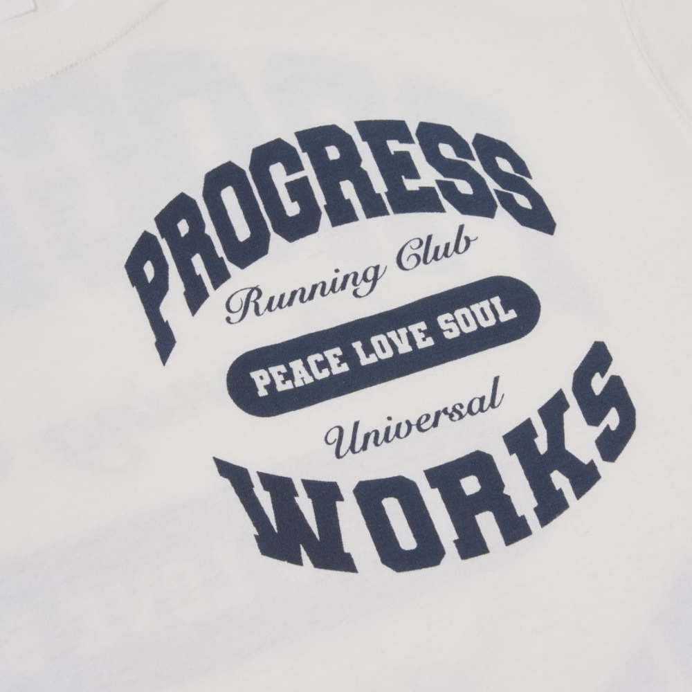 Universal Works x Progress Running Club T-Shirt in Ecru