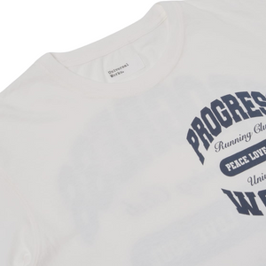 Universal Works x Progress Running Club T-Shirt in Ecru