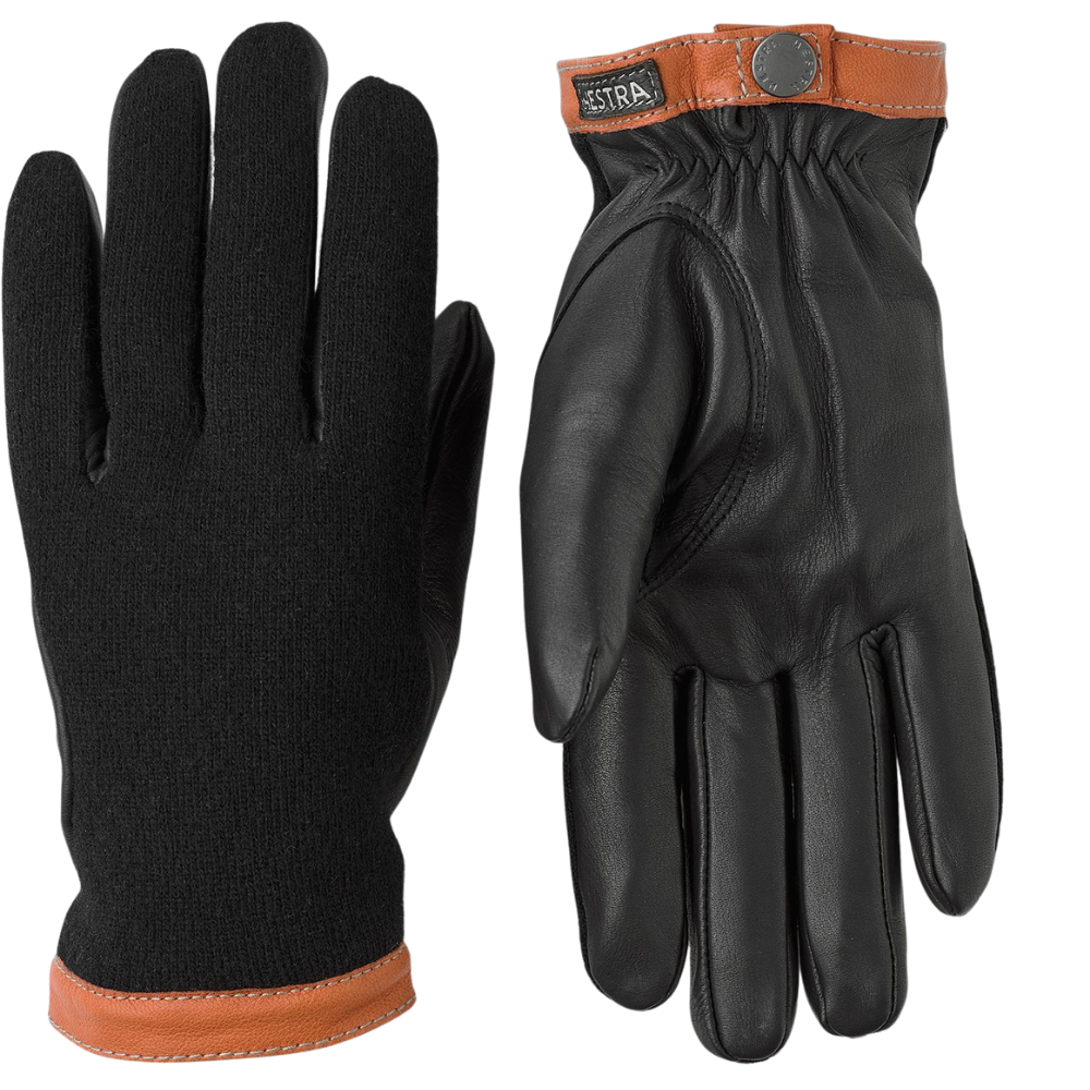 Hestra Deerskin Wool Tricot Gloves in Black