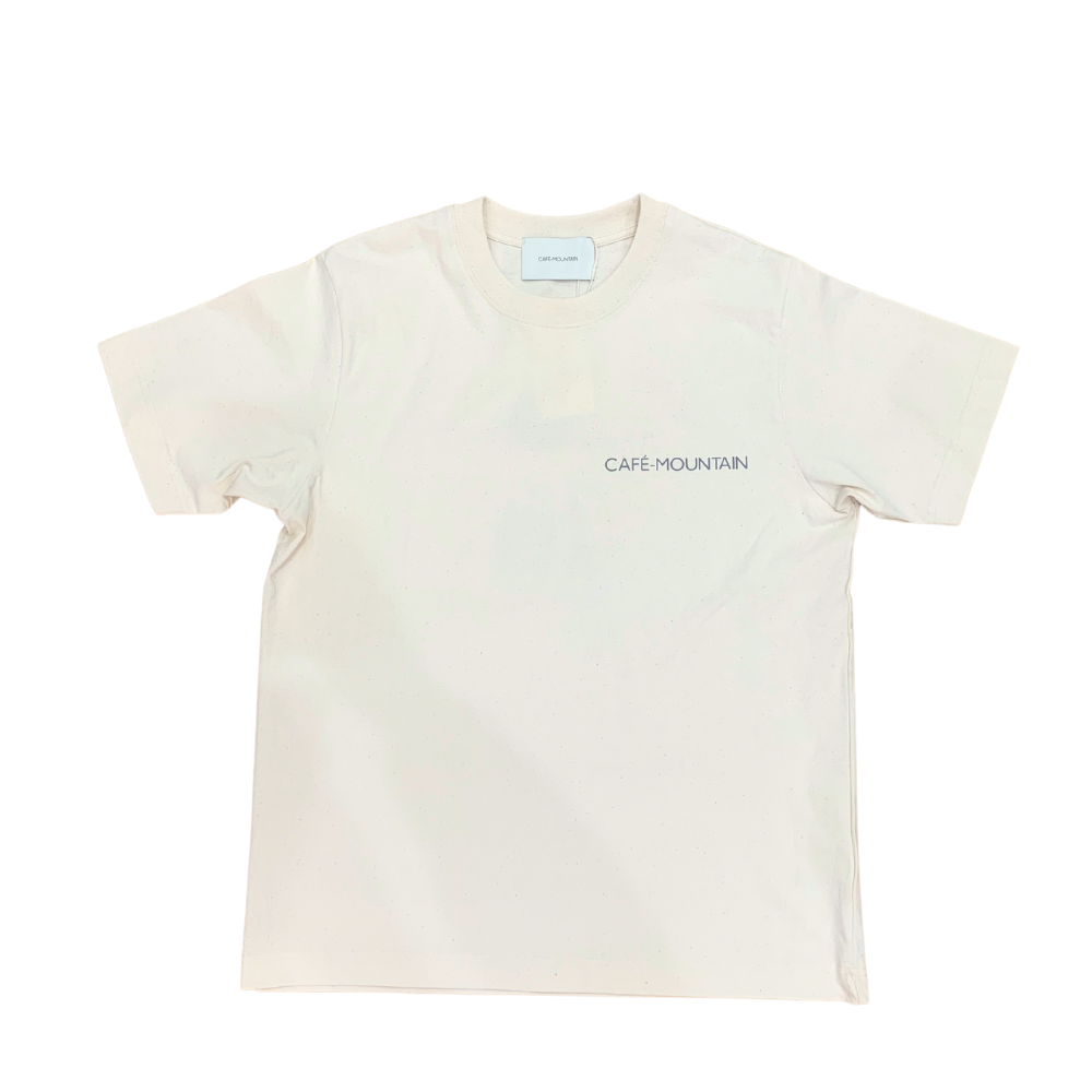 Cafe Mountain Clubhouse Tee Shirt In Vintage Ivory And Cobalt