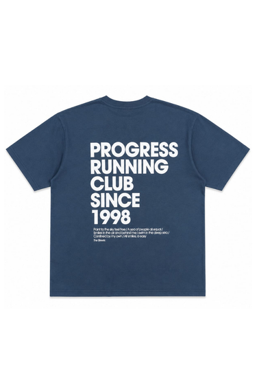 Progress Running Club 'Since 1998' Short Sleeve T-Shirt - Denim by Continental