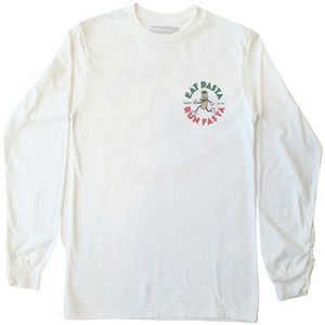Progress Running Club Eat Pasta Classic Long Sleeve T-Shirt in White